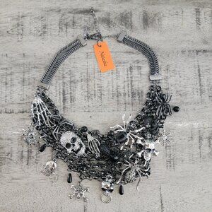 Natasha Skull Spider Mesh Necklace